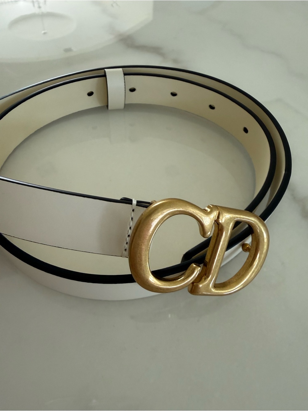 Dior Leather Belt with Gold CD Buckle